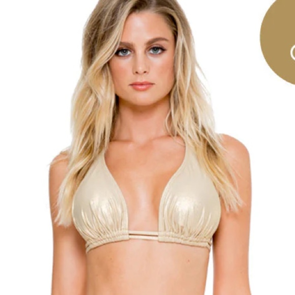 LULI FAMA Gold Rush Cosita Buena Halter Triangle Top - L/D
